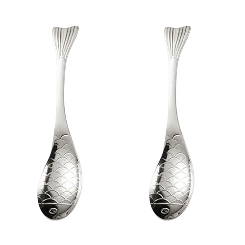 2 cucchiai da pesce, cucchiai da zuppa, posate in acciaio inox, cucchiaio da zucchero, manico comodo, cucchiaio da dessert, forniture da cucina per mescolare bevande mescolando