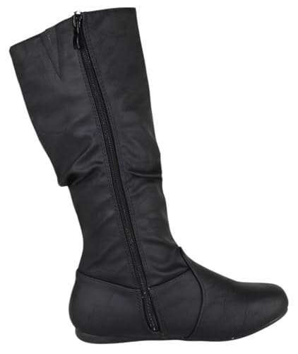 Forever Women Flat Heel Slouchy Mid-Calf Basic Light Weight Boots Side Zipper Selena3