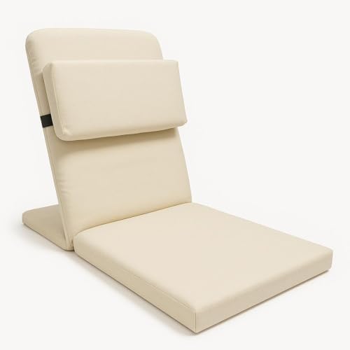 Resim Backjack XL Meditasyon Sandalyesi, Yastıklı, 55x40x40 cm, Fermuarlı Kılıf (Krem) 
