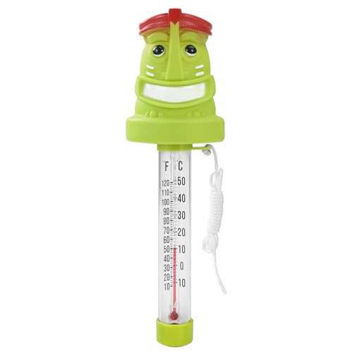 Floating Pool Thermometer, Large Display with String Easy to Read, Shatter Resistant, Water Temperature Thermometer for Outdoor & Indoor Swimming Pools, Spas, Hot Tubs,Ice Bath & Aquariums（Tiki）