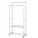 NEHARO Szafa na ubrania z podwójnym prętem do przenoszenia ubrań Hanging Garment Rack na kółkach organizer na koła buty regałowe Rack (kolor: różowy, rozmiar: 77x39x157cm)