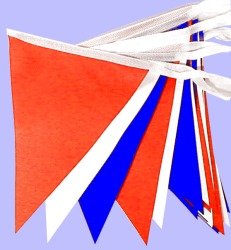 28 Metres Red White & Blue Bunting, Union Jack, Armed Forces Day Flags
