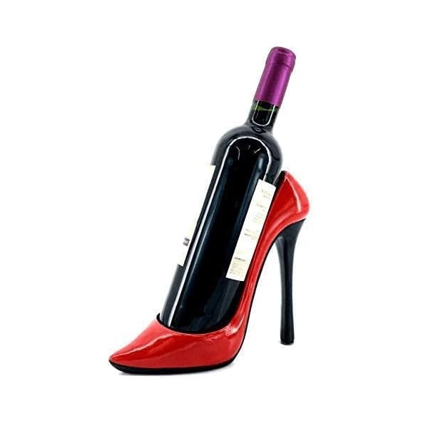 Bellaa 21381 Wine Bottle Holder Shoe Red Black High Heel Shaped Stiletto 8 Inch Tall - Image 4