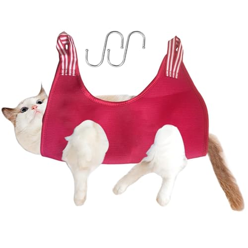 Generico Pflege- Hängematte | Entspannung Pet Grooming Sling Helper- Entspannungs- Hängematte, Entspannung Cat Grooming Restraint Katzen- Kleiderbügel für Katzen, atmungsaktiv, verstellbar