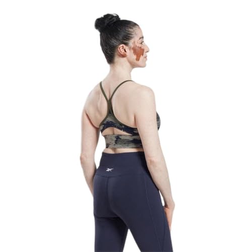 Image of Reebok Women's Satin 91% PES /9% El-Interlock-Hydrophilic Finish /Print-Digital Sublimation-Disperse Classic Workout Sports Bra