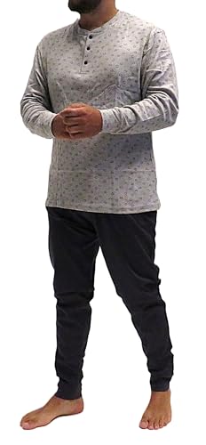 KAREL PIU' Pigiama Uomo Invernale in Cotone Caldo Interlock 100%.