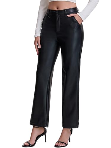 Women's High Waist PU Leather Trousers