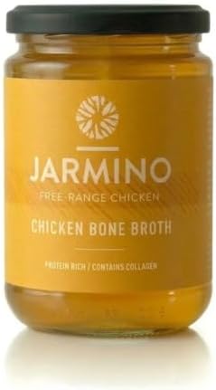 Chicken Bone Broth Organic by JARMINO | 4 x 350 ml Natural Collagen & Protein | Organic Bone Broth Soup Base | Protein Powder Alternative