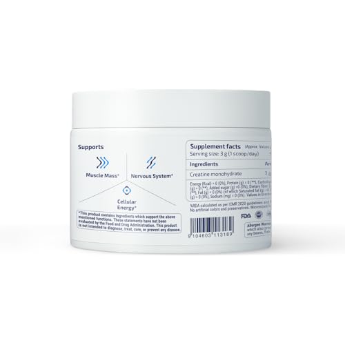 Image of Creatine Monohydrate Powder 90g for Men & Women, Micronized Pure Unflavoured | Rapid Absorption, Muscle Mass Strength and Recovery | 30 Servings