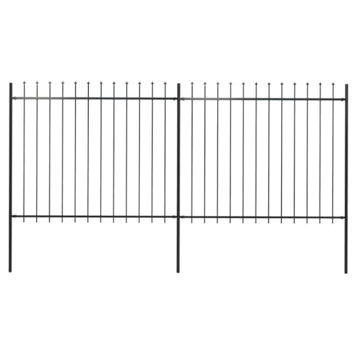 vidaXL Recinzione da Giardino con Punta a Lancia in Acciaio 359x150 cm Nero