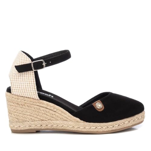 REFRESH - Sandalias con Cuña Mujer Negro - Calzado Cómodo y Versátil - Moda casual - Modelo 17188212 (Talla 39)