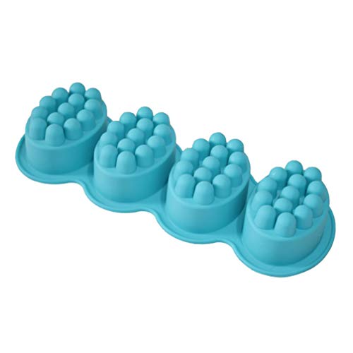 Hemoton 4 Cavidades Massagem Barra Molde de silicone 3D DIY Sabonete de grau alimentício Pudim Jelly