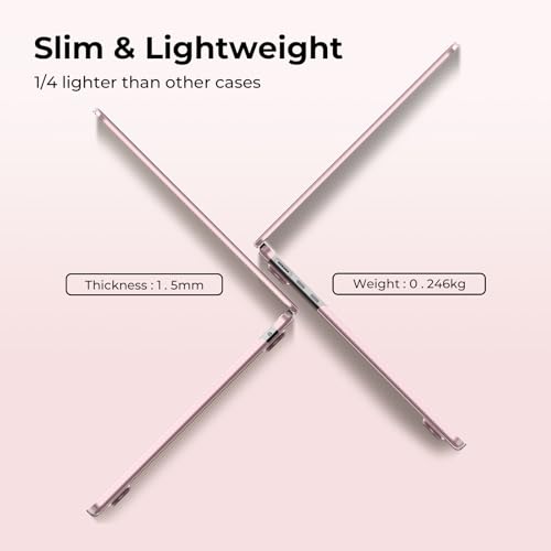 Image of EooCoo Case Compatible with MacBook Air 13 inch M4 2025 2024 2023 2022 M3 M2 A3240 A3113 A2681, Crystal Hard Scratch Resistant Protective Cover Compatible for MacBook Air 13.6 inch Case, Crystal Pink
