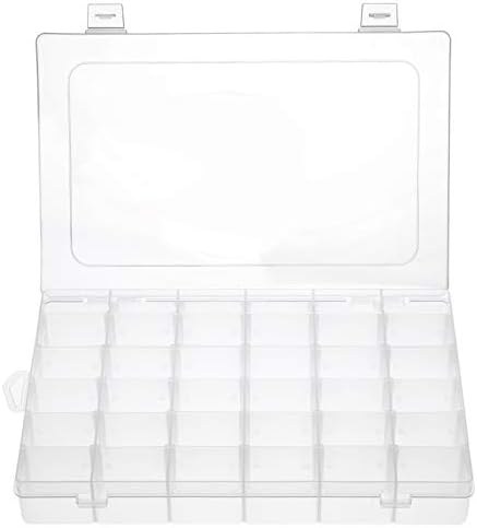 Gospire 36 Grids Clear Plastic Jewelry Box Organizer Storage Container with Removable Dividers (36 Grids - Clear)