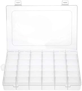 Gospire 36 Grids Clear Plastic Jewelry Box Organizer Storage Container with Removable Dividers (36 Grids - Clear)
