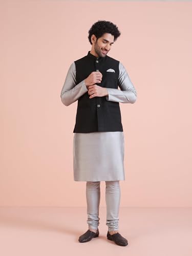 Image of KISAH Men's Jacket - Textured Silk Blend Jacquard - Indian Wedding Outfit for Men - Ideal for Weddings and Festivals