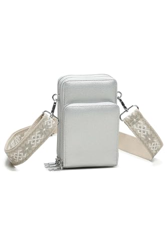 Sac à bandoulière pour femme avec sangle brodée bohème et zip