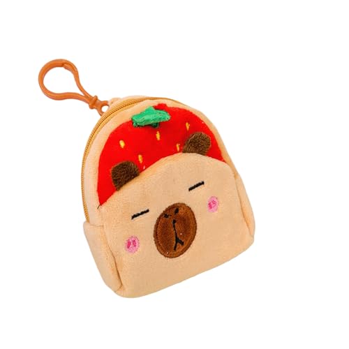 Strawberry Coin Purse Cute Capybara Fruit Change Purse Bag Charm Funny Mini Zipper Coin Pouch for Kids Girls(Strawberry Red)