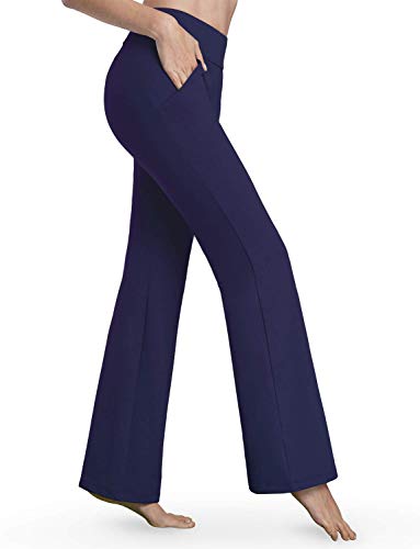 Bamans Yoga Dress Pants for Women Bootcut, Slant Pockets, Wide Flare, Workout Long
