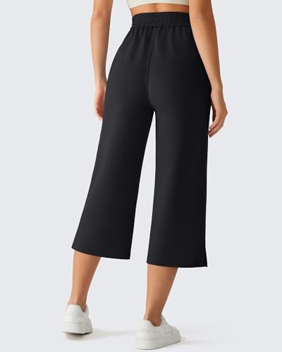 G4Free Pajama Pants Women Capri Pants with Pockets High Waist Drawstring Pull on Summer Pants Casual Lounge Sweatpants(Black,L,Regular) — view 6