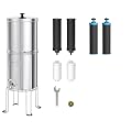 Waterdrop Gravity-fed Water Filter System, NSF/ANSI 42&372 Standard, Reduces Fluoride and up to 99% of Chlorine, with 6 Filters and Metal Spigot, King Tank Series