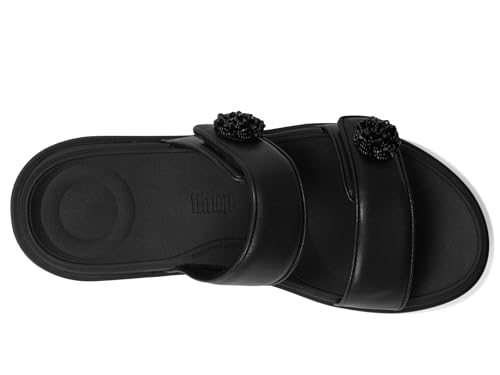 Image of FitFlop womens F-mode Go Beadie-button Adj. Flatform 2-bar Slides
