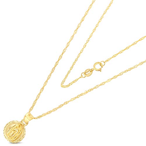 image for Ioka 14K Yellow Gold Diamond Cut Our Lady of Guadalupe Stamp Charm Pen