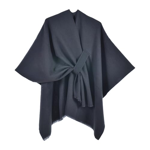 Poncho cardigan femme écharpe chaude plaid drapé voyage automne