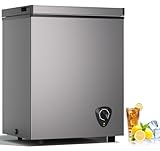 Lifeplus Chest Freezer, 3.5 Cubic Feet Small Deep Freezer Compact Top Open Door with Removable Basket, 7 Temperature Control Energy Saving Super Quiet for Kitchen Office Apartment Garage, Grey