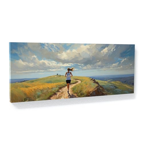 Sense Canvas Running Windy Pursuit 48 Canvas Art - Home Decor Wall Art Print Poster Painting Large 40x16 / 1.5"
