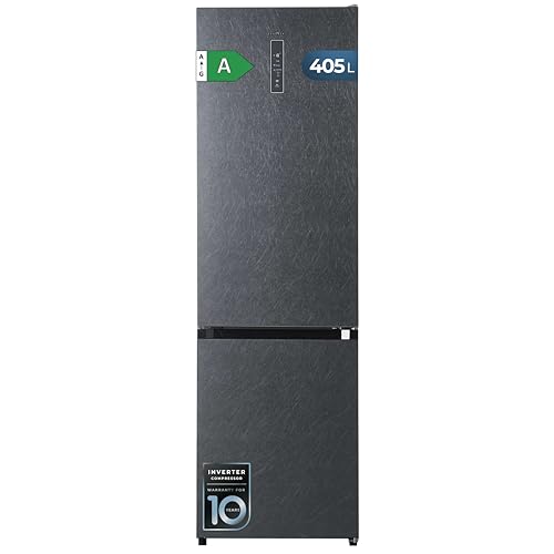 Cecotec Frigorífico Bolero CoolMarket Combi 405 WL Elite Silex Stone A. 405 Litros, Altura 199 cm, Ancho 59,2 cm, Clase A, Total No Frost, Compresor Inverter, Pantalla a Color, Cajón Fresh Flex