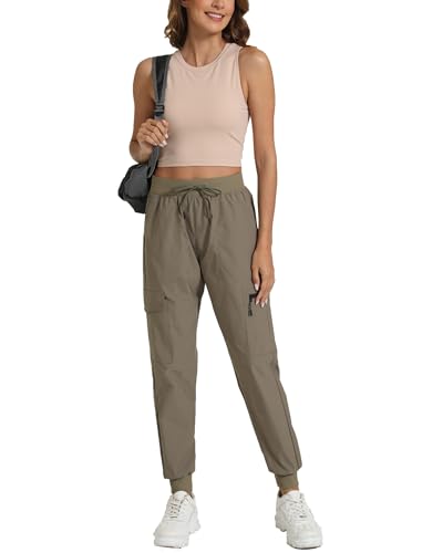 Image of Women's Joggers with Pockets, Hiking Cargo Water Resistant Lightweight Pants for Women Workout Athletic Travel Camping