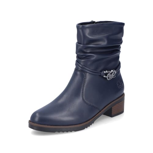 Rieker Damen Klassische Stiefeletten Y0572, Frauen Stiefeletten,halbstiefel,Kurzstiefel,uebergangsschuhe,uebergangsstiefel,blau (14),39 EU / 6 UK