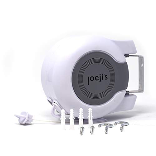 joeji's Kitchen Tendedero Ropa retráctil Doble de 15 Metros | Tendedero Ropa Plegable de 2 x 15 m para Exteriores | Tendedero de Pared con Tornillos, Ganchos, Instrucciones