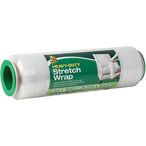 Film extensible Duck Brand transparent 15 in x 1000 ft pour emballage et déménagement