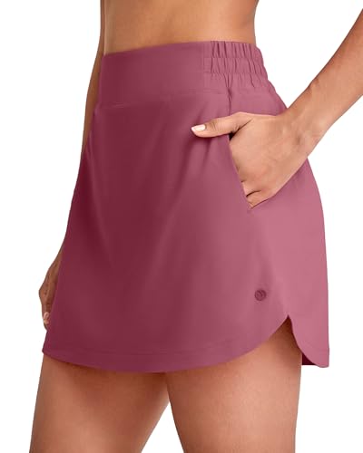 Image of G4Free A Line Golf Skirts for Women 15'' Elastic High Waisted Tennis Skorts Soft Casual Athletic Inner Shorts 4 Pockets