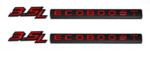 4pcs 3.5L Ecoboost Emblem Fender 3.5 L Ecoboost Twin Turbo 3D Logo Badge Replacement for F250 F350 F450(Black Red)