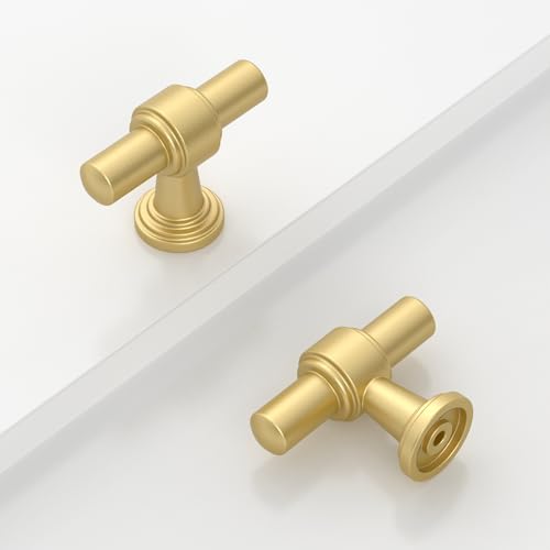 Image of 10 Pack 1 inch(25mm) Brushed Gold Cabinet Knobs for Cabinets and Drawers Kitchen Cabinet Hardware Dresser Knobs