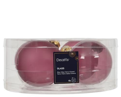 Bolas de Navidad de vidrio de 8 cm, 4 unidades - mate y brillante transparente - Grandes bolas para el árbol de Navidad para Navidad - Adornos para el árbol de Navidad y decoración para el árbol de