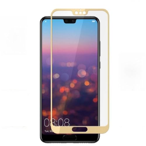MUNDDY Protector de Pantalla Completa para Huawei P20 de Dureza de 9H sin Burbujas .Full Cover Cristal Vidrio Templado Premium de Completa con Bordes Redondeados.(Dorado) (Dorado)