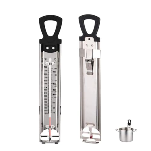 Candy Thermometer Deep Fry/Jam/Sugar/Syrup/Jelly Thermometer with Hanging Hook & Pot Clip Stainless Steel