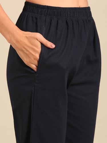 Image of TWIN BIRDS Cotton Pant for Women | 100% Cotton Trousers | Comfortable Straight Fit | Functional Pocket | Daily Ethnic & Casual Wear