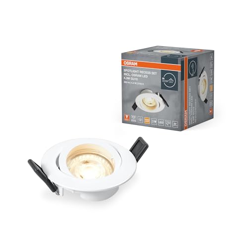 Osram Set Faretti A Incasso Con Led Gu10 E Sistema Twistlock, Bianco, Protezione Ip20 Per Interni, Accessori Di Montaggio E Collegamento Inclusi