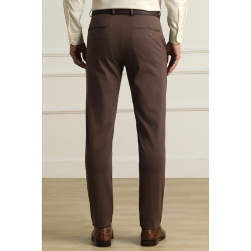 Image of Van Heusen Men Mid Rise Move Labs Knitted Premium Trousers | 360 Degree Stretch| Auto-Flex Waist Band |Wrinkle Free