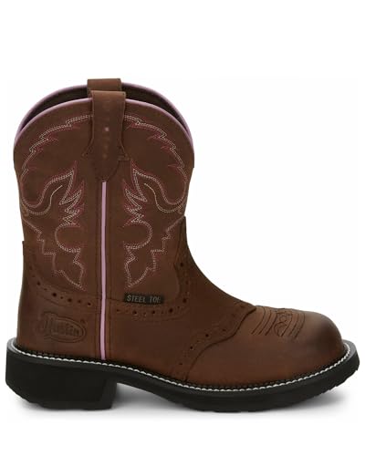 Justin Wanette 8" Womens Steel Toe Waterproof Work Boots, Safety Western Cowgirl, Slip Resistant, Durable Comfort2