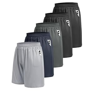 5 Pack Athletic Gym Mens Shorts – Workout Black Quick Dry Basketball Shorts with Pockets for Running Casual Activewear