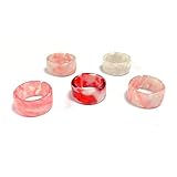 caiyao Colorful Chunky 5 Pcs Acrylic Thick Round Plastic Resin Adjustable Stackable Transparent Friendship Minimalist Knuckle Band Ring Set Jewelry for Women Girls-Pink