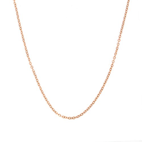 ELBLUVF 18 K bañado en Oro Rosa Acero Inoxidable Simple Enlace Curb Collar de Cadena para Las Mujeres 17 Pulgadas Cover