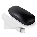 Marvolia Glasses Case Hard Shell X-Large Eyeglasses Case PU Leather Protective Case for Sunglasses Eyeglasses with Cleaning Cloth for Men Women - Black