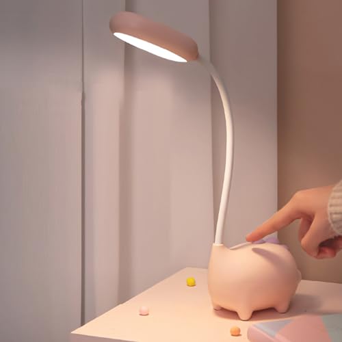 LONGONGAN Lámpara de Escritorio LED con Carga USB, Lámpara de Lectura para Cuidar los Ojos, Luz Portátil y Ajustable para Dormitorios y Estudio, Material ABS con Iluminación Suave (Rosa) - imagen 6
